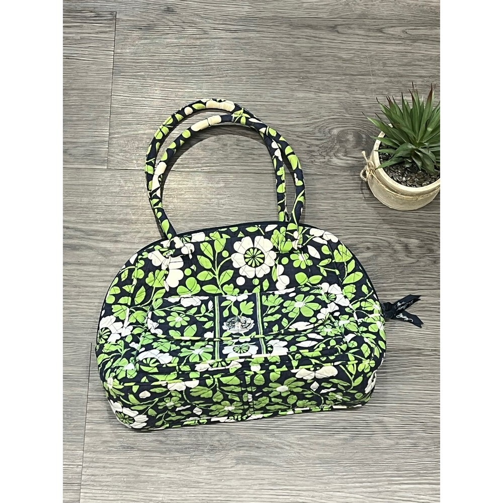 Vera Bradley Shoulder Bag Lucky You Green Flower Turn Lock
